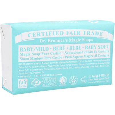 Dr Bronner's tuhé univerzálne bio mydlo All-One bez vône-Baby 140 g