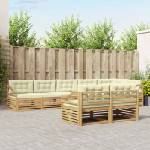 vidaXL Комплект дивани за открито 8 бр. Бяло и кремаво Полиестер (3390700)
