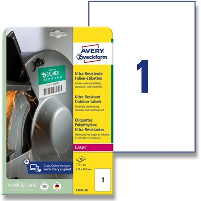 Avery Zweckform L7917-10 ultra odolné etikety 210 x 297 mm 10 etiket bílá