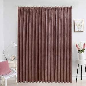 Pure Line Home Кадифена завеса в цвят пепел от рози с перделък, 290 x 245 см