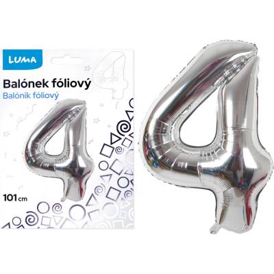Luma Balónek fóliový č.4, 101cm, stříbrný