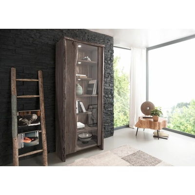 Bighome Woodland z akácie 81x45x204 šedá lakovaná