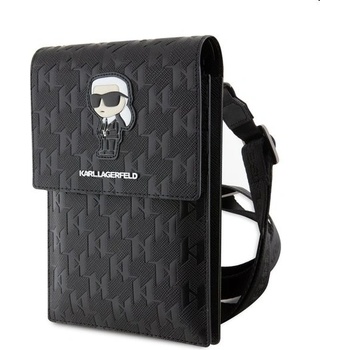 Púzdro Karl Lagerfeld Saffiano Monogram Wallet Phone Bag Ikonik NFT, čierne