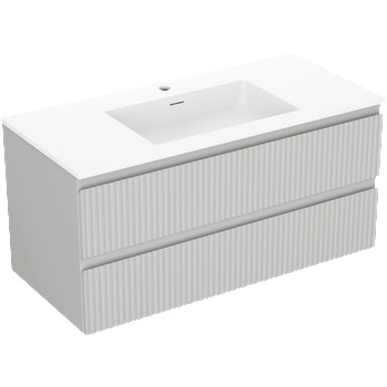 Mexen Rivel баня шкаф 100 см с мивка Otis, 2 чекмеджета, набраздена, сива мат/бяла мат - 91A20-10047-2-BFF62-W18M01 (91A20-10047-2-BFF62-W18M01)