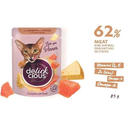 Delickcious Proužky s lososem a sýrem v krémové omáčce 85 g
