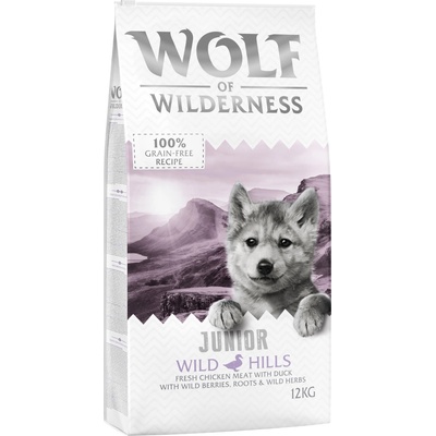 Wolf of Wilderness Junior Wild Hill's kačacie bez obilnín 2 x 12 kg