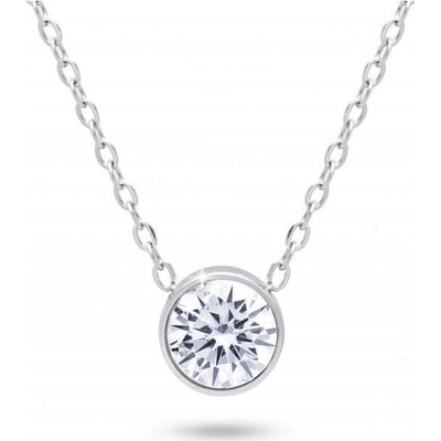 Biju Rhódiovaný jemný řetízek s přívěskem, drobný zirkon 3001623