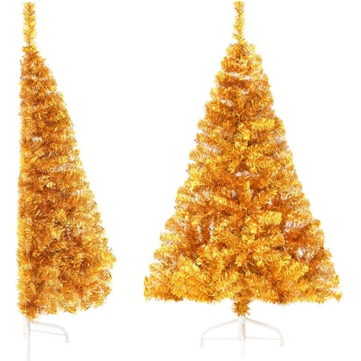 vidaXL Umělý poloviční vánoční stromek se stojanem Gold 120 cm PVC