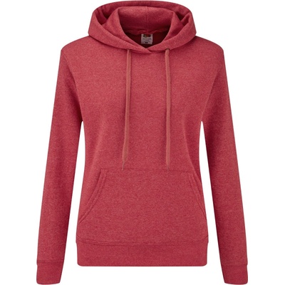 Fruit of the Loom Classic Lady-Fit Hooded Sweat COT-162038u4700 melír vintage červená