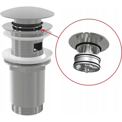 Alcadrain výpust umyvadlová click/clack 5/4", celokovová, s přepadem, velká zátka, chrom A392C