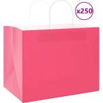 vidaXL Хартиени торбички 250 бр с дръжки розови 32x22x24 см (4101679)