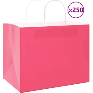 vidaXL Хартиени торбички 250 бр с дръжки розови 32x22x24 см (4101679)