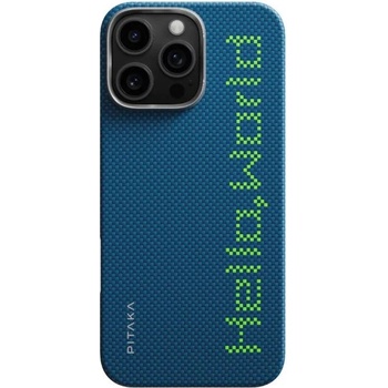 PITAKA Кевларен кейс с MagSafe за iPhone 16 Pro - Pitaka Tactile Woven Luminous Aramid Fiber Case (син) (KI1602HWT)