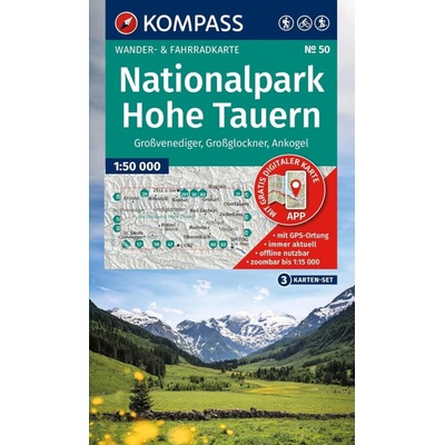 Nationalpark Hohe Tauern, Grossglockner, Ankogel, Grossvenediger (set 3 map, Kompass - 50) - turistická mapa