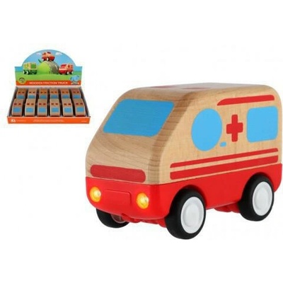 Teddies Auto ambulancia drevo 11 cm na zotrvačník
