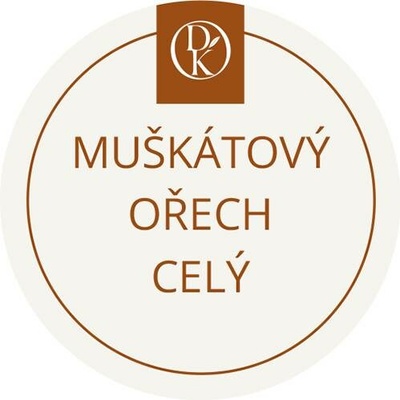 Davídkovo koření Etiketa Muškátový ořech celý béžová průměr 4,5 cm 1 ks
