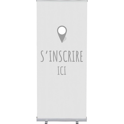 Jansen Display Set Roll-baneru Budget s vytištěným motivem, Přihlášení, šedý, francouzština, 870 x 2080 mm – Hledejceny.cz