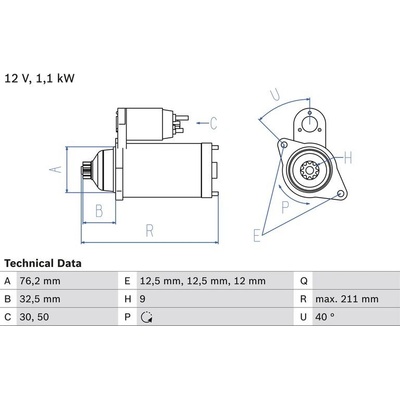 BOSCH 0 986 017 830 Startér (0986017830)