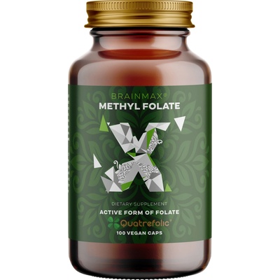 BrainMax Methyl Folate Kyselina listová v aktívnej forme 400 mcg 100 rastlinných kapsúl 100 tabliet