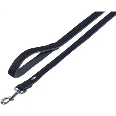 Nobby Повод classic preno nobby, найлон с неопренова подплата, черен/сив, ширина - 15-20 мм, дължина - 120 см, Германия - 80525-05