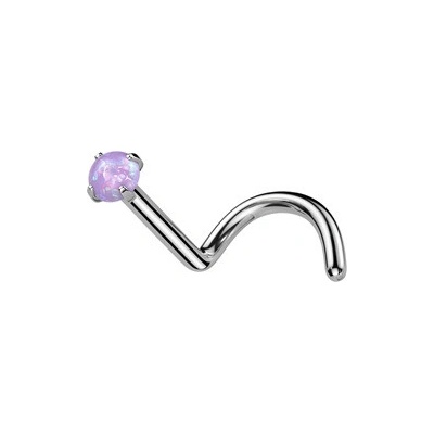 Šperky4U zahnutý piercing do nosu titan opál TIT1054-OP17