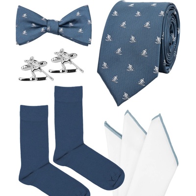 Bubibubi sada lyžař s kravatou a motýlkem modrá – Zboží Dáma