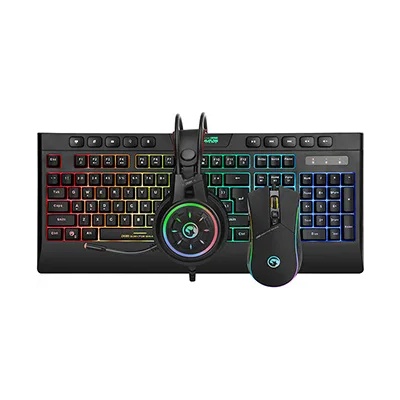Marvo CM305, RGB sada klávesnice s hernou myšou a slúchadlami, CZ/SK, herná, membránová typ drôtová (USB), čierna, RGB podsvietená