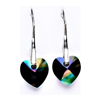 Čištín s krystalem Swarovski srdce Rainbow Dark NK 1295