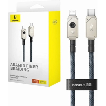 Baseus Изключително здрав USB-C към Lightning кабел за Apple устройства с Lightning порт (200 см) - Baseus Aramid Fiber Braiding USB-C to Lightning Cable PD 20W (P10355803221-01) (син) (P10355803221-01)