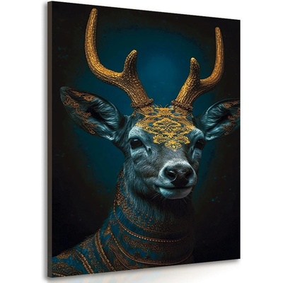 Obraz modro-zlatý jelen - 100x150