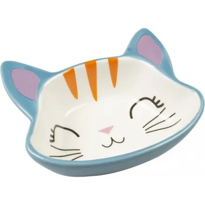Duvoplus Kitty Face керамична купичка за вода или храна - размер - 12, 5x11, 5x4 см - 150 мл, Синя, Белгия - 12017