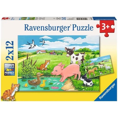 Ravensburger - Puzzle 2x12 Baby Farm Animals - 1 - 39 piese