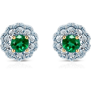 SAVICKI Обеци Rosavine: двуцветно злато, смарагди, диаманти