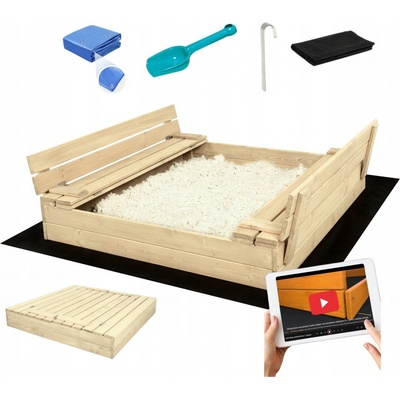 SandTropic Dřevěné pískoviště 120x120 cm – Zboží Dáma