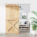 vidaXL Преплъзваща се врата 100 x 210 cm Естествено и бяло (3445118)
