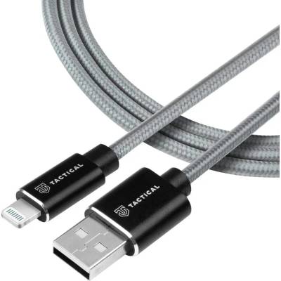 Tactical Fast Rope Kevlar USB Lightning MFi Cable - здрав кевларен кабел с въжена оплекта за Apple устройства с Lightning порт (100 см) (сив)
