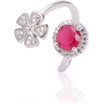 Silenti Jewelry Сребърен пръстен "Червено Щастие" - 6 - 52мм (16.6мм диам. )