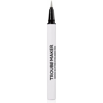 Trouble Maker Nova Glitter Liquid Eyeliner Pen trblietavá linka na oči Circuit Breaker Silver 0,5 ml