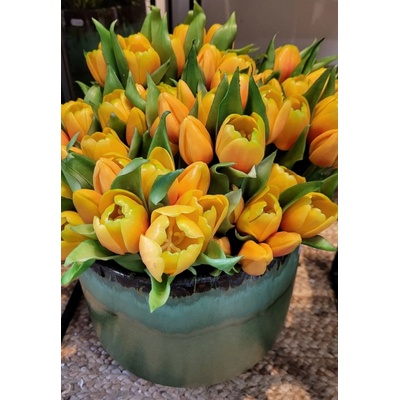 Kytica 7ks oranžových realistických tulipánov - 45cm - J-Line by Jolipa