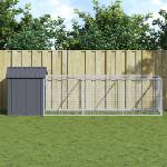 vidaXL Кучешка къща с покрив, антрацит, 117x405x123 см, стомана (3189059)