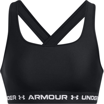 Image 1 of Under Armour Women's Crossback Medium Impact Sports Bra - Black/White