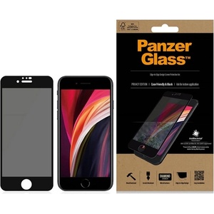 Panzer iPhone SE 2 PANZERGLASS EDGE-TO-EDGE ANTIBACTERIAL PRIVACY протектор за екран стъкло, антибактериален, антиотблясъци, черен P2679 (P2679)