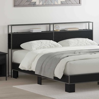 vidaXL Табла за съхранение с рафт Черен дъб 200 cm Инженерно дърво (859770)