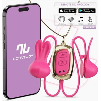 InToYou App Series Tickly Vibrating Nipple Clamps with Necklace & App Pink
