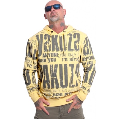 Yakuza mikina pánska s kapucňou ANYONE ALLOVER HOB 23006 pale banana