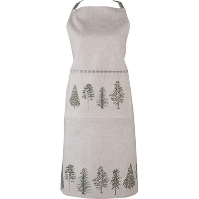 Clayre & Eef Béžová bavlněná zástěra se stromky Natural Pine Trees 70x85 cm