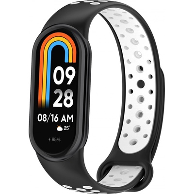 Xiaomi Mi Smart Band 8/9/10 náhradní náramek - Sportovní prodyšný perforovaný Černo bílá MBSCZ-SPP801