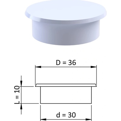 Vnitřní krytka kulatá ø 36 mm, otvor ø 30 mm, bílá, plast