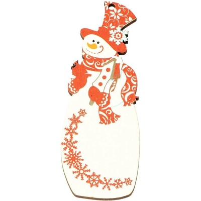 Ideal drevená dekorácia na zavesenie snehuliak 3,3 x 9cm
