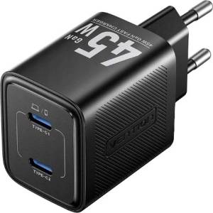 Vention GaN зарядно устройство 45W PD 2x USB-C черно (FEFB0-EU)